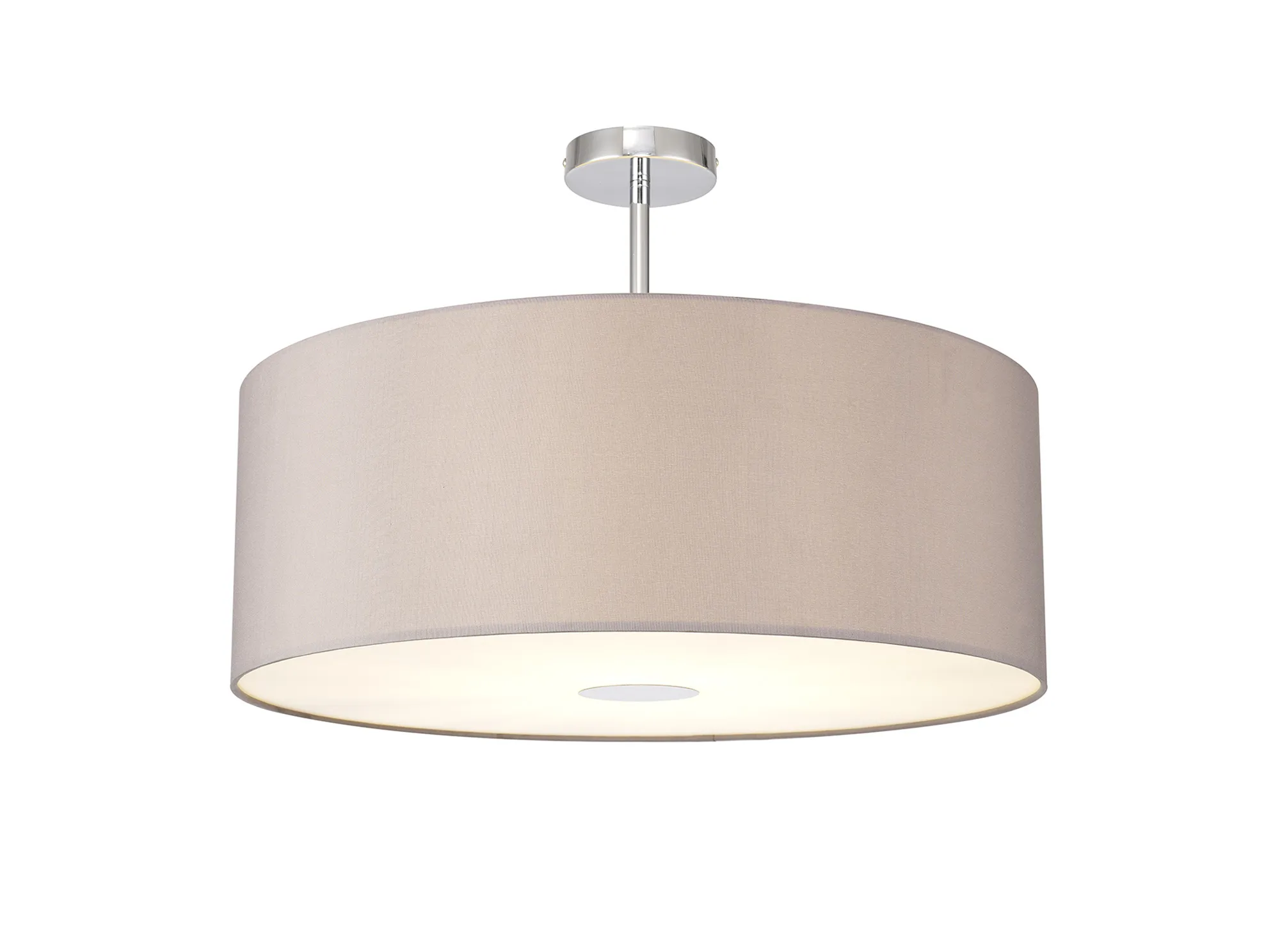 DK0118  Baymont 60cm Semi Flush 1 Light Polished Chrome; Grey; Frosted Diffuser